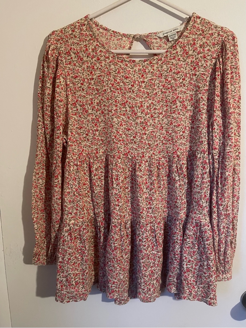 AMERICAN EAGLE Boho Floral Open Back Babydoll Blouse XS